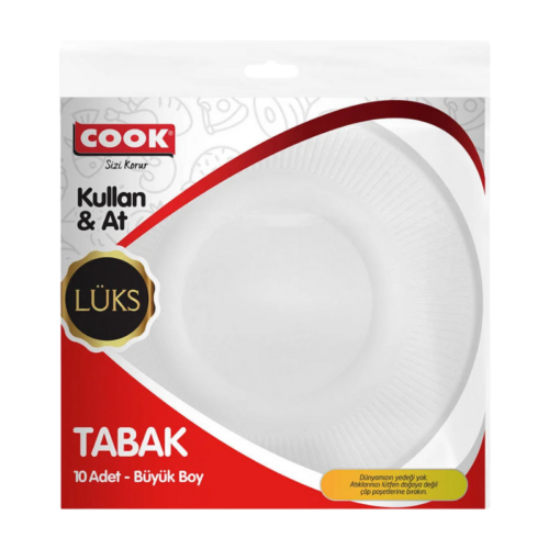 Cook Karton Tabak Büyük Boy 22 Cm 10'lu