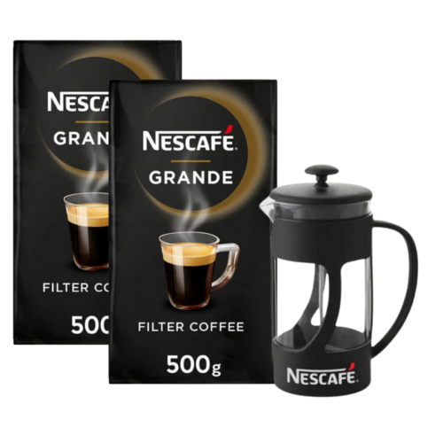 Nescafe Grande Filtre Kahve 500 Gr 2 Adet + Nescafe French Press Hediyeli