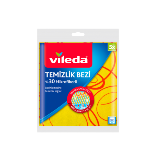 Vileda %30 Mikrofiber Temizlik Bezi 5x Sarı